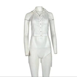 Bebe Sleeveless High Low Top White Size XS